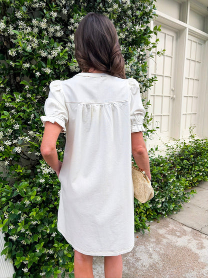 She’s Gone Country Denim Dress-Cream