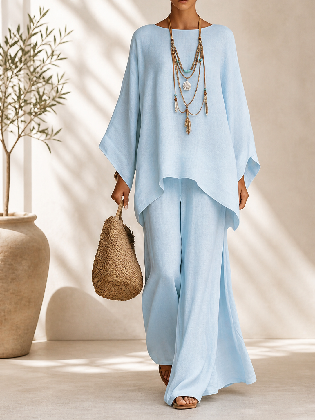 Celine™ | Elegant Linen Two-Piece Set