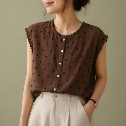 Marielle Linen Dot Blouse