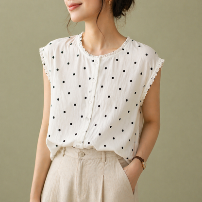 Marielle Linen Dot Blouse