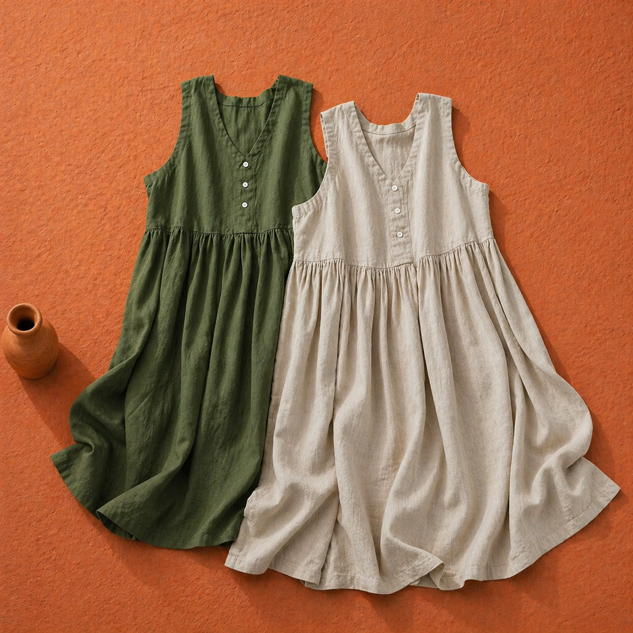 Siena Linen Button Midi Dress