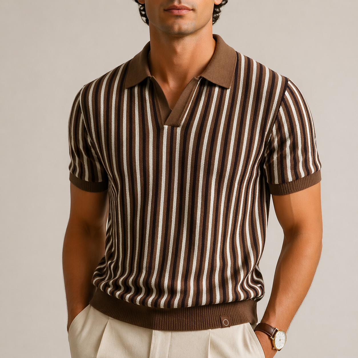 Riviera Stripe Knit Polo Shirt