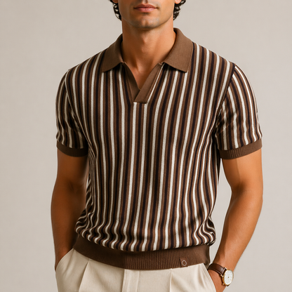 Riviera Stripe Knit Polo Shirt