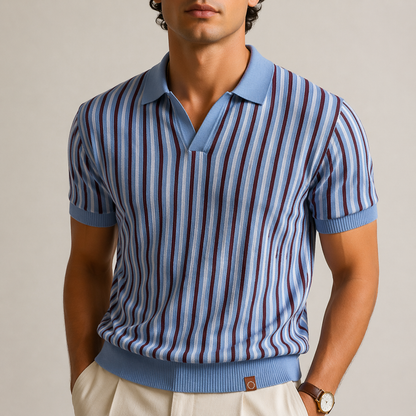 Riviera Stripe Knit Polo Shirt