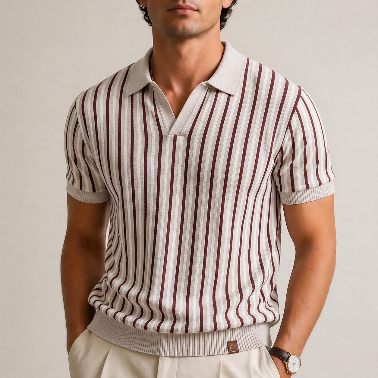 Riviera Stripe Knit Polo Shirt