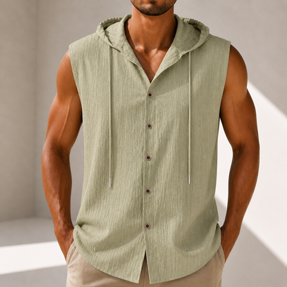Arden Linen Hooded Button-Up Shirt