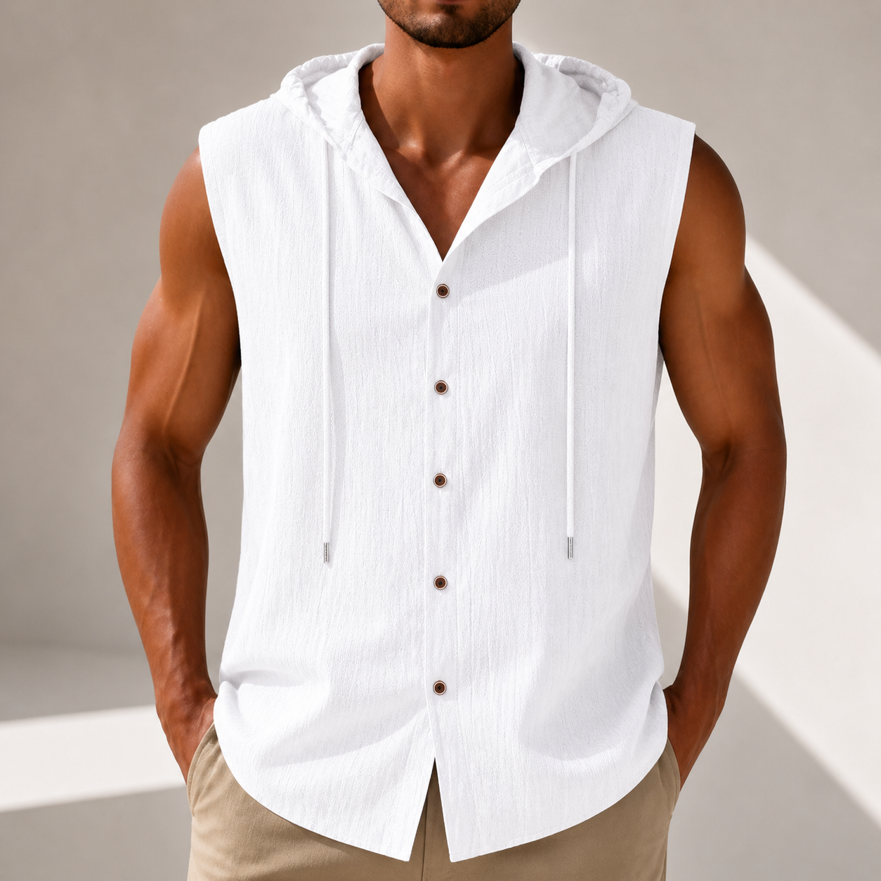 Arden Linen Hooded Button-Up Shirt