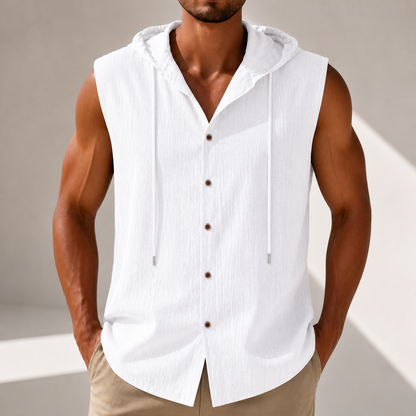 Arden Linen Hooded Button-Up Shirt