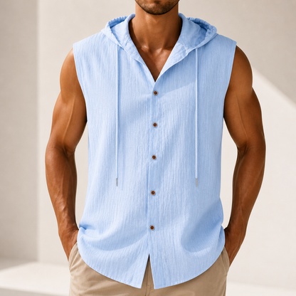 Arden Linen Hooded Button-Up Shirt