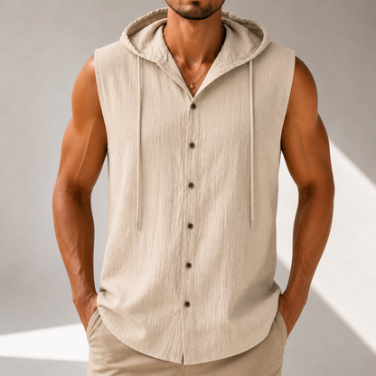 Arden Linen Hooded Button-Up Shirt