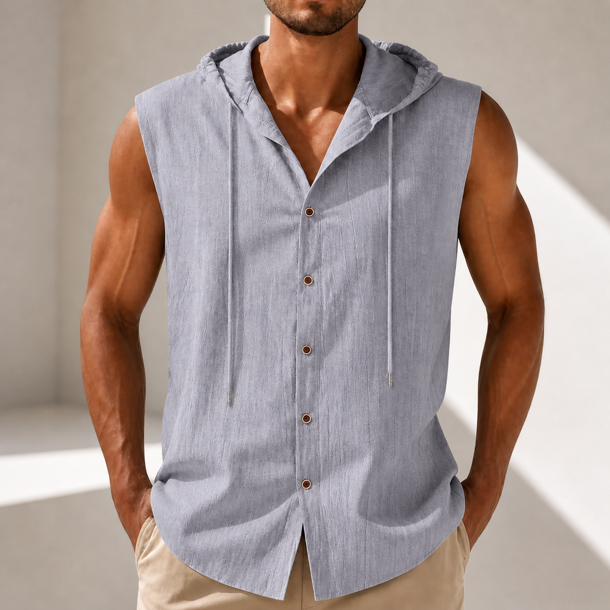 Arden Linen Hooded Button-Up Shirt