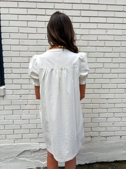 She’s Gone Country Denim Dress-Cream