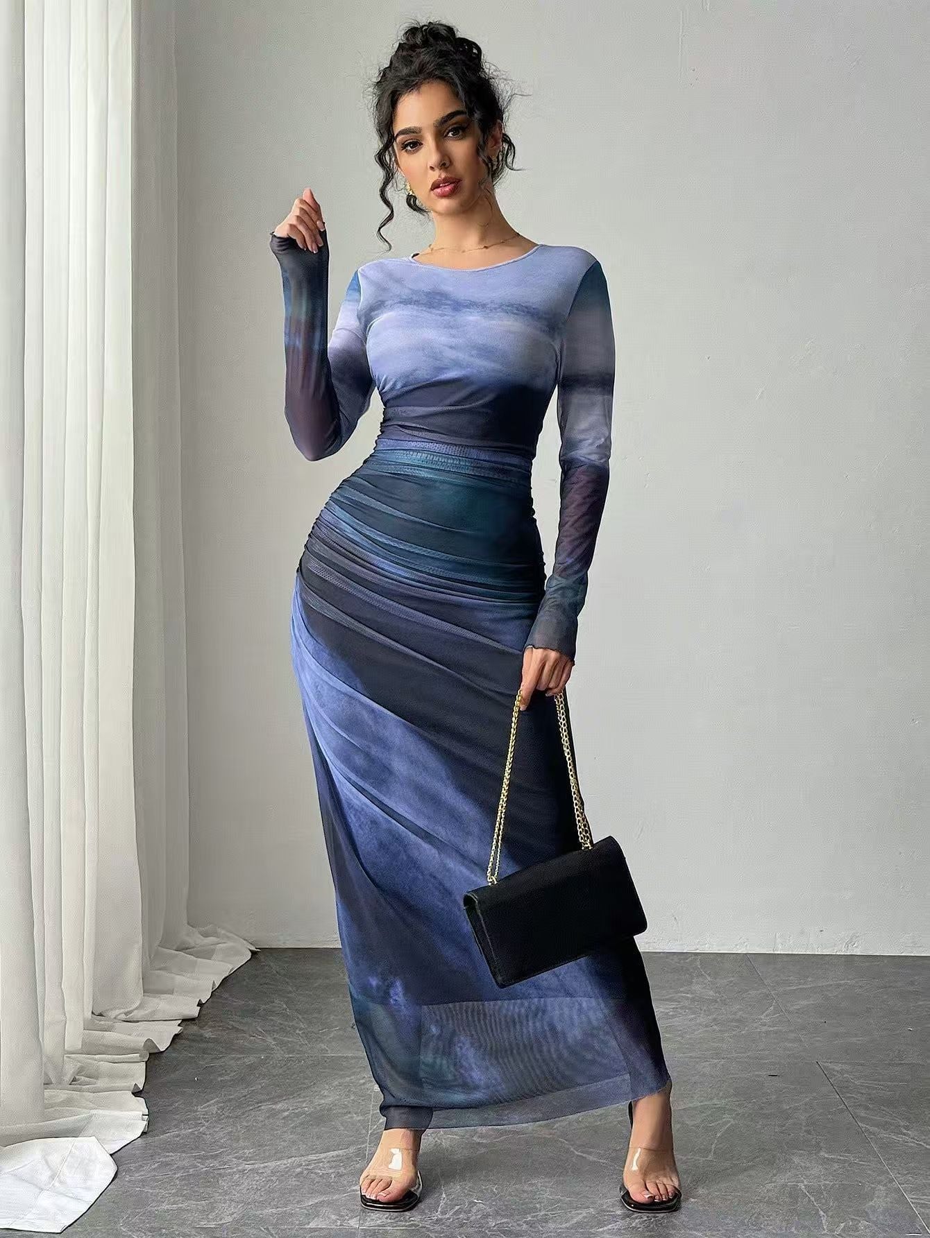 Lena Printed Bodycon Maxi Dress