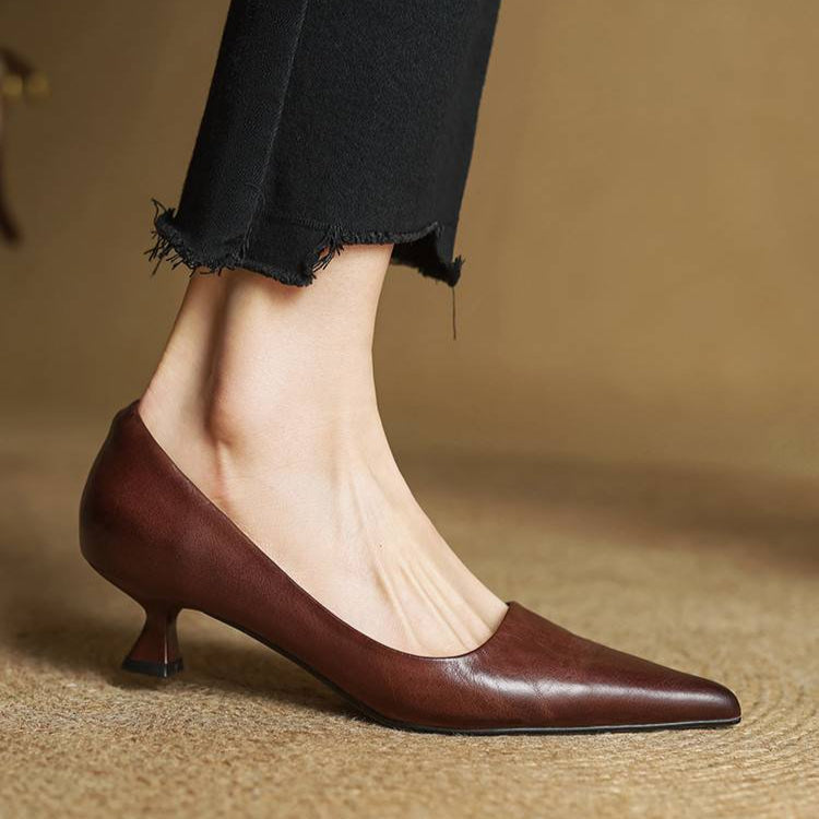 Elodie Leather Kitten Heels