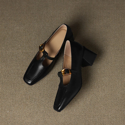 Della Leather Mary-Jane Heels