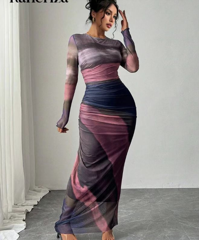 Lena Printed Bodycon Maxi Dress