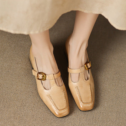 Della Leather Mary-Jane Heels