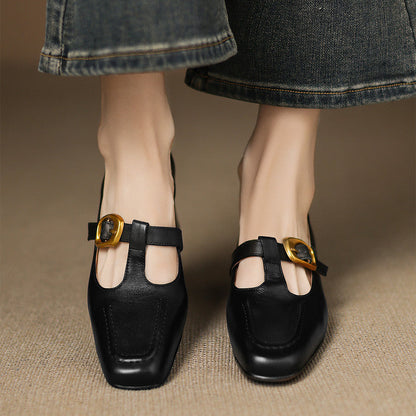 Della Leather Mary-Jane Heels