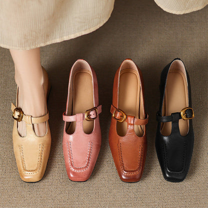Della Leather Mary-Jane Heels