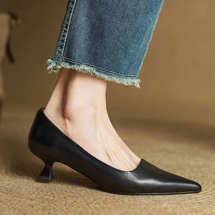 Elodie Leather Kitten Heels