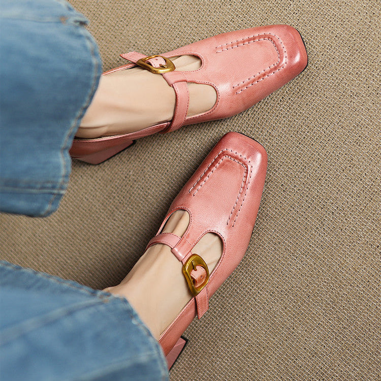 Della Leather Mary-Jane Heels