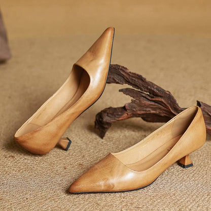 Elodie Leather Kitten Heels