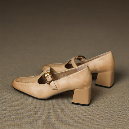 Della Leather Mary-Jane Heels