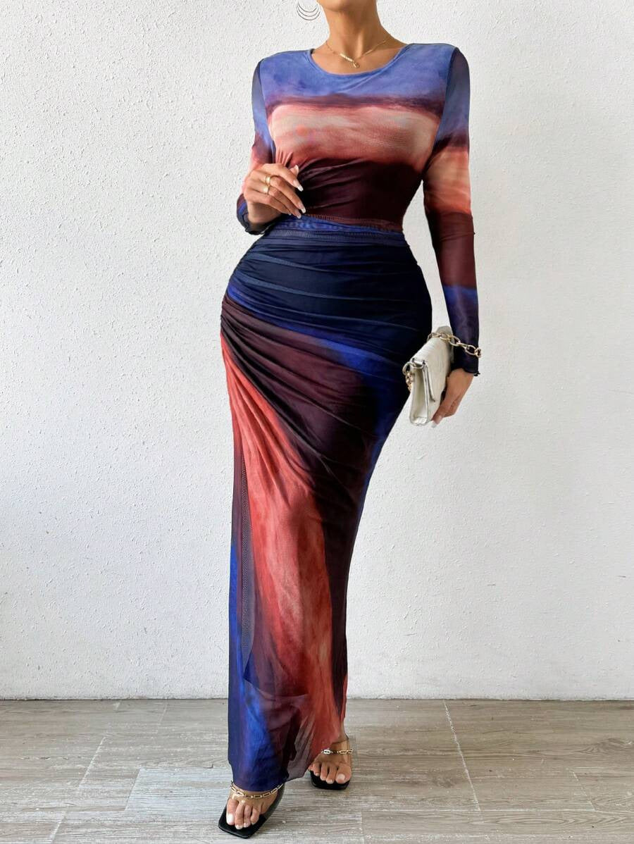 Lena Printed Bodycon Maxi Dress