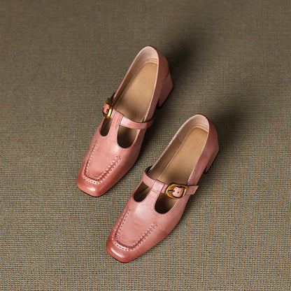 Della Leather Mary-Jane Heels