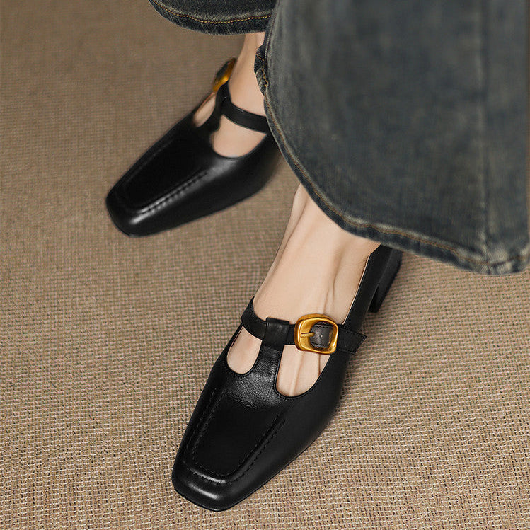 Della Leather Mary-Jane Heels