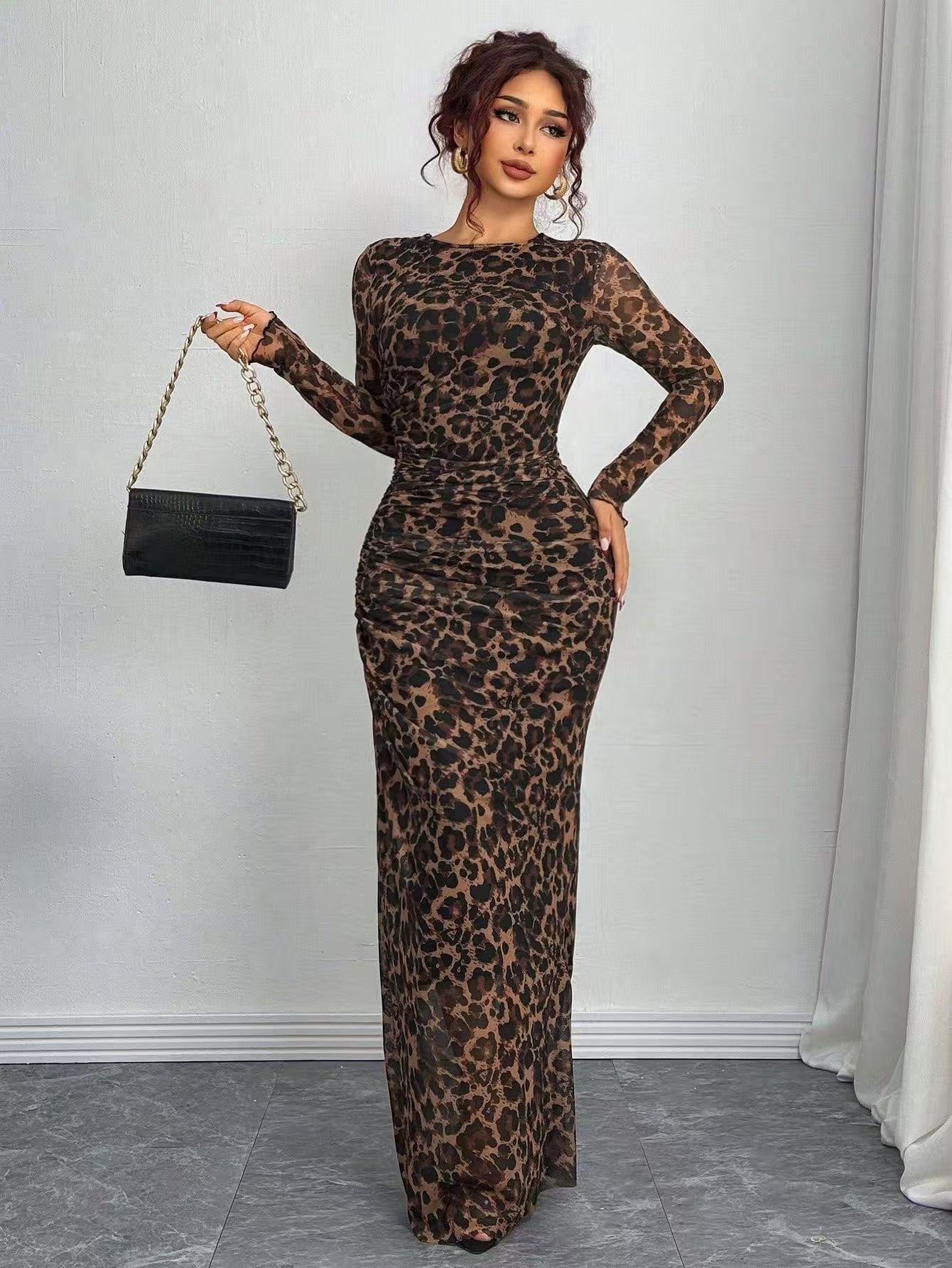 Lena Printed Bodycon Maxi Dress