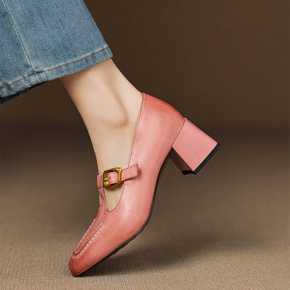 Della Leather Mary-Jane Heels