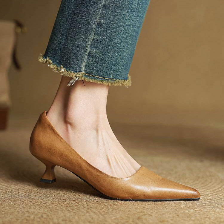 Elodie Leather Kitten Heels