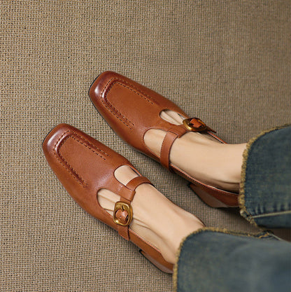 Della Leather Mary-Jane Heels