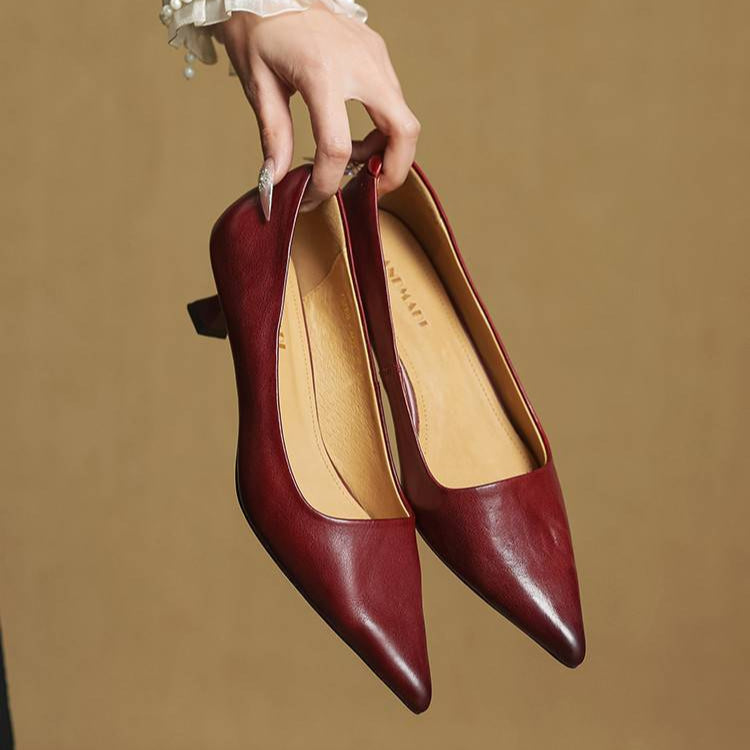 Elodie Leather Kitten Heels