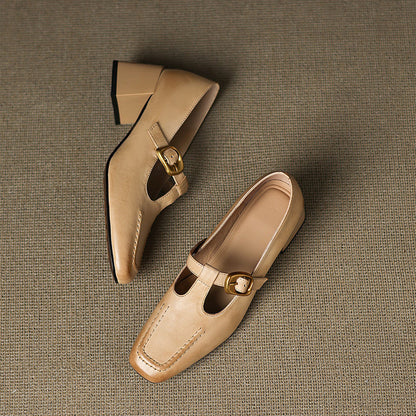 Della Leather Mary-Jane Heels