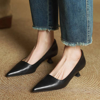 Elodie Leather Kitten Heels