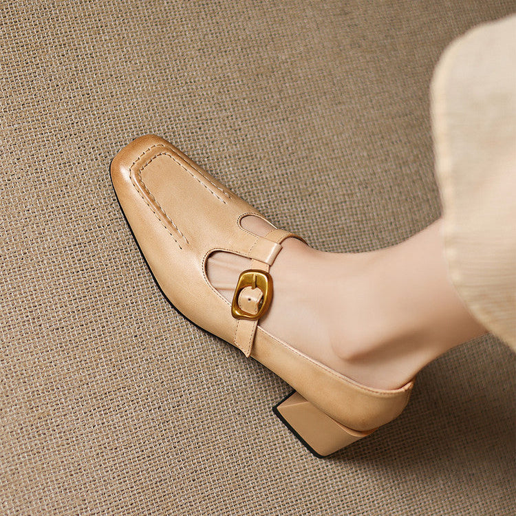 Della Leather Mary-Jane Heels