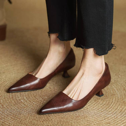 Elodie Leather Kitten Heels