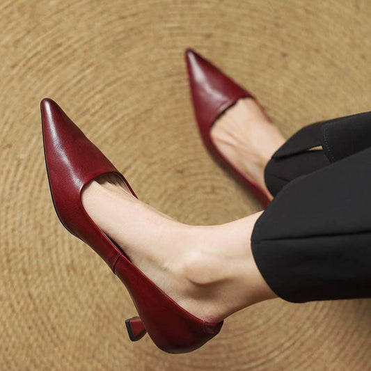 Elodie Leather Kitten Heels