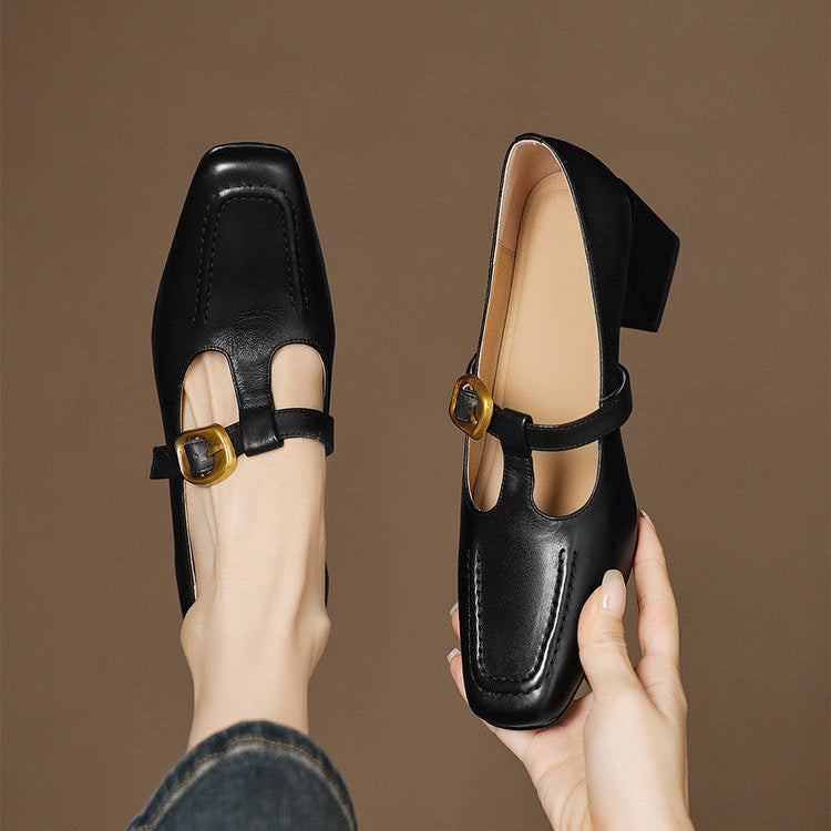 Della Leather Mary-Jane Heels