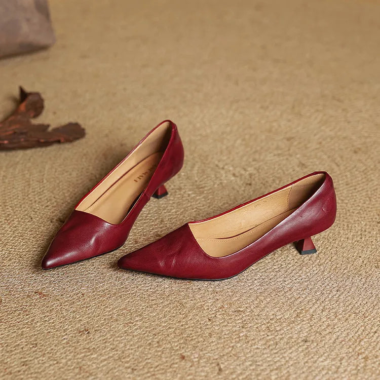 Elodie Leather Kitten Heels