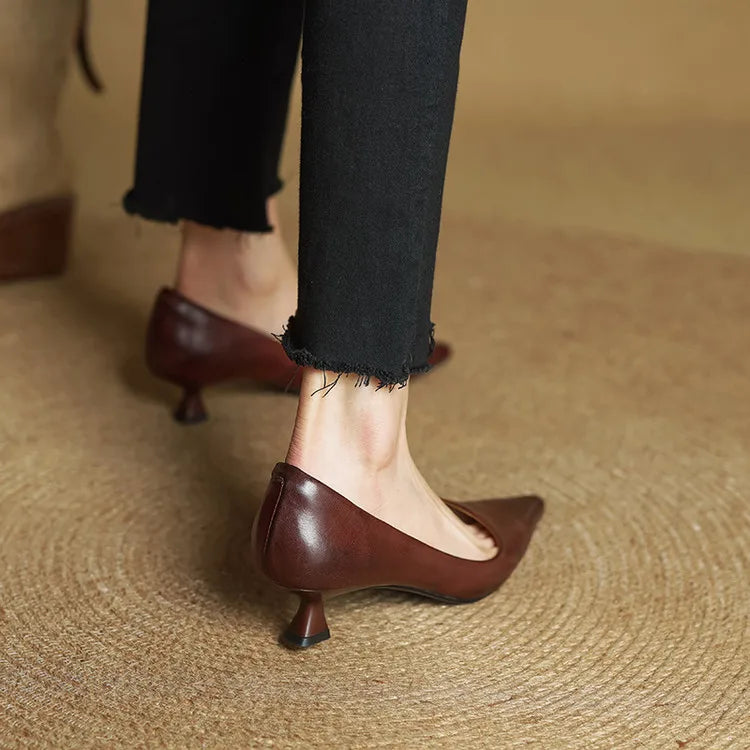 Elodie Leather Kitten Heels