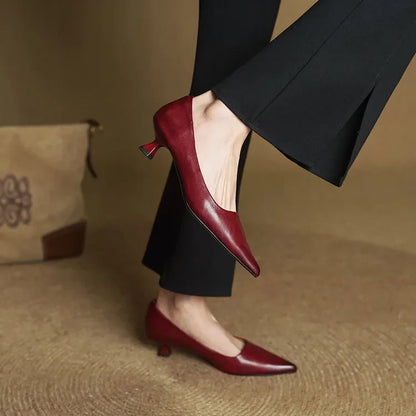 Elodie Leather Kitten Heels