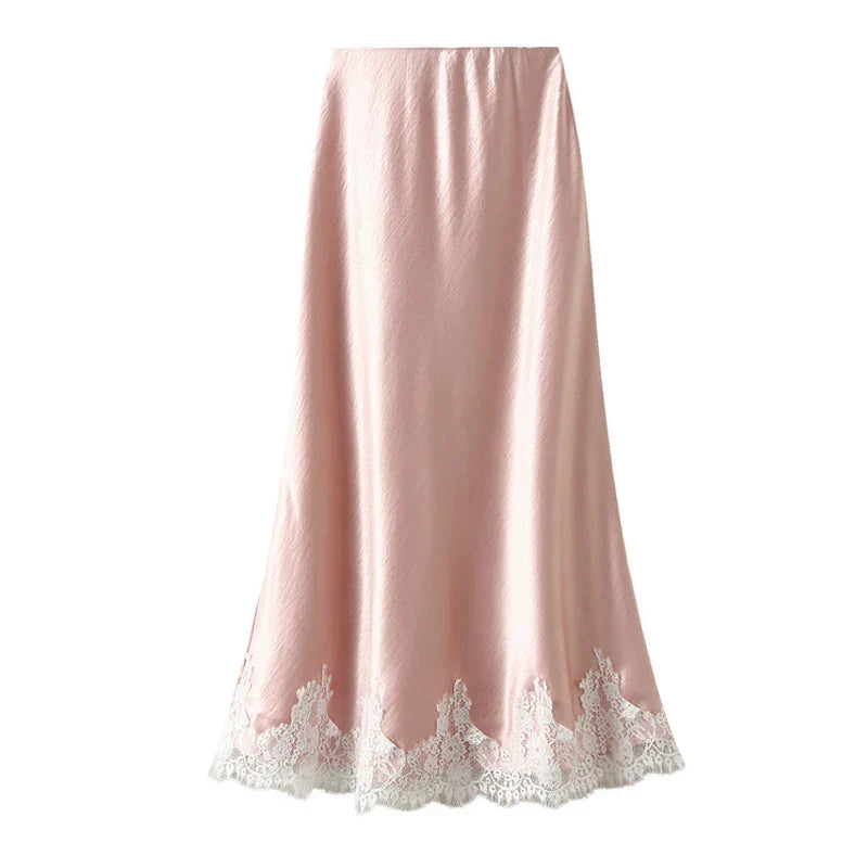 Charlotte Lace Satin Maxi Skirt