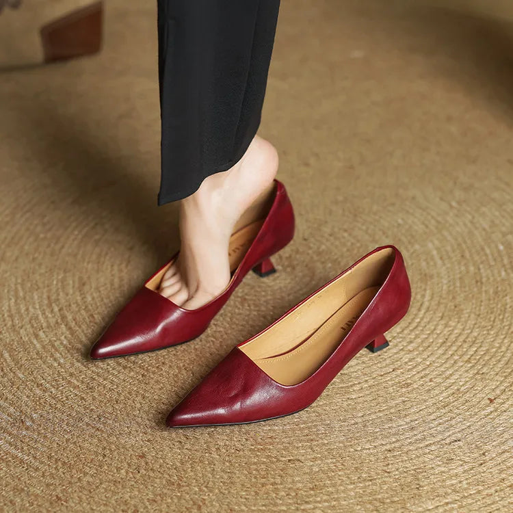 Elodie Leather Kitten Heels