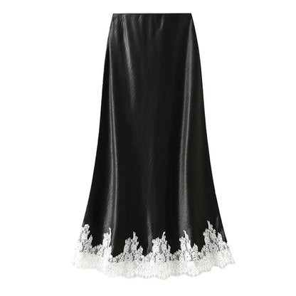 Charlotte Lace Satin Maxi Skirt