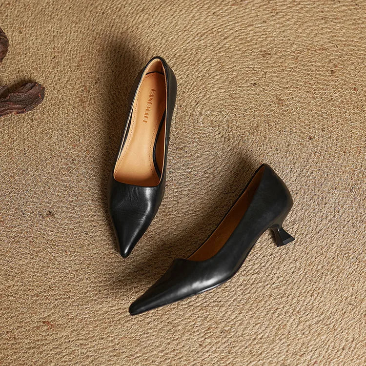 Elodie Leather Kitten Heels