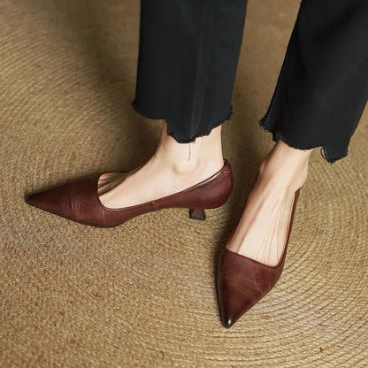 Elodie Leather Kitten Heels