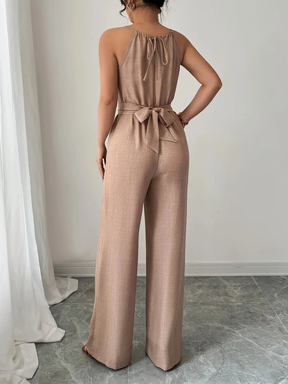 Halter neck wide-leg jumpsuit
